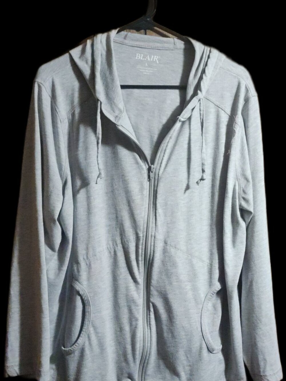 Blair Women's Full-Zip Hooded Jacket Light Gray Heather Sweatshirt Size L